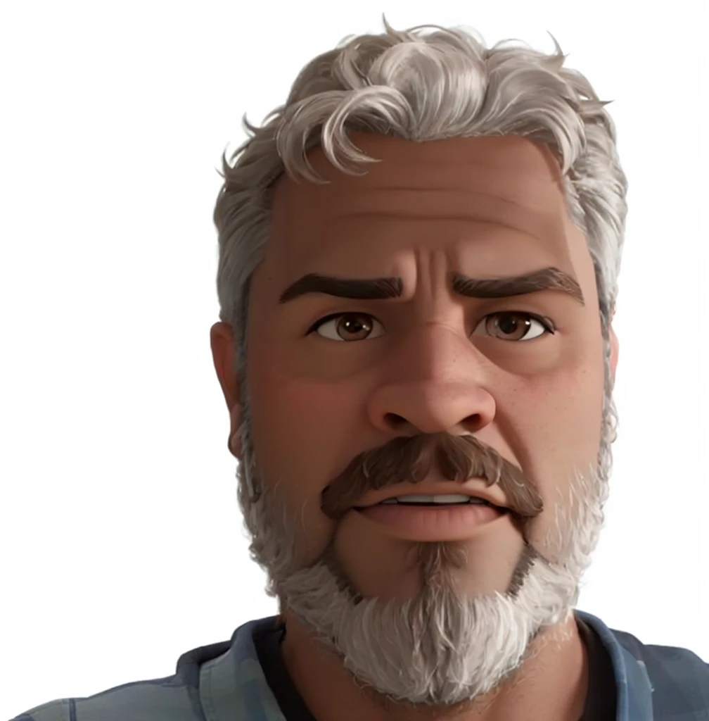 man with beard, Disney, Pixar cartoon style avatar, dark brown eyes.