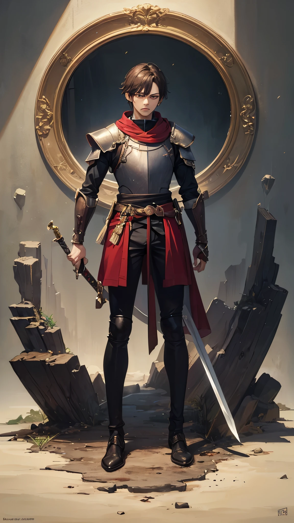 (masterpiece, 4K ,Super detailed:1.2), (anime:1), (Perfect quality), (anger), (((Adult body))), The whole body is shown, View Viewer, Holding a sword, Adult charm, tall, Full Body Art, Knight's full plate decorated armor, Silver Cape, Perfect detail, Desperate look, Ultra violent women, Powerfully々And, Muscular, Knight Commander, Green Hair