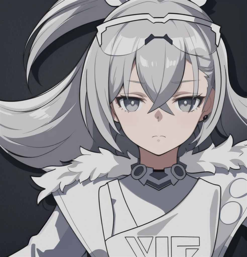 anime girl, sarcastic, unimpressed expression, light grey hair, silver wolf, white shirt, , 1girl, masterpiece, (beautiful and aesthetic:1. 5), thick black lineart, clean lineart, perfect lineart, variable lineart, clean anime outlines, intense line art, bold lineart, sharp lineart, best quality, high quality, best quality, ultra-detailed, colourful, saturated colours, dynamic lighting, HD,