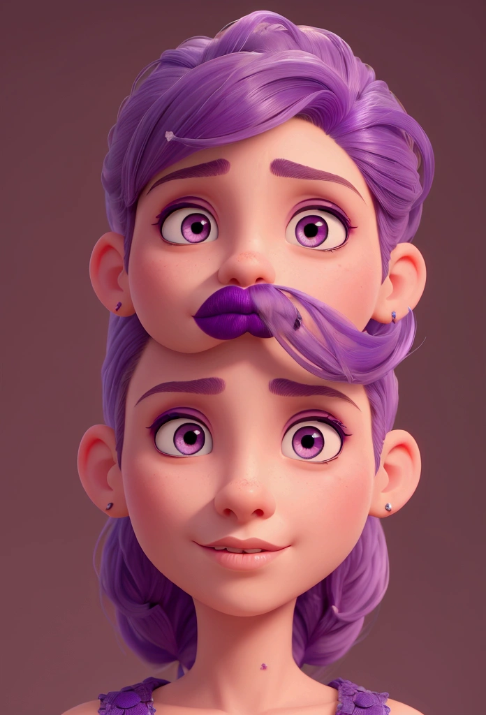 (32 mil) 16K, 8k, 4K, Super thin face, small mouth, lip biting makeup, effeminate, cabelo roxo, purples eyes, high resolution, perfect. portraite.