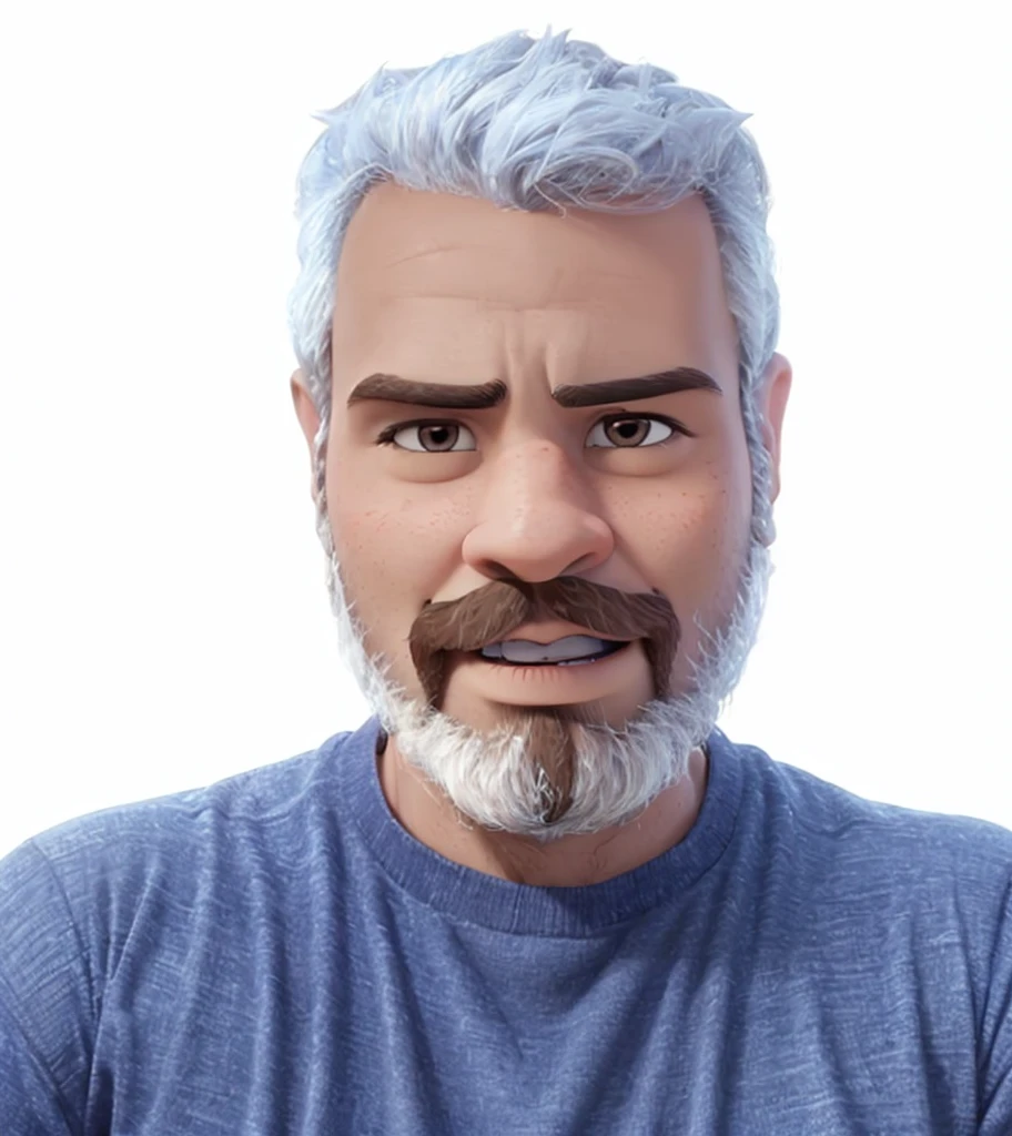 man with beard, Disney, Pixar cartoon style avatar, dark brown eyes.