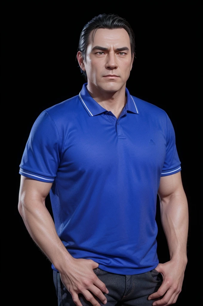 Cartoon character of a man , dark black hair and a blue shirt, animation character, stylized character, animation style rendering, 3d stylized, Arnold Maya rendering, Stylized 3D rendering, toon render screenshot, 3d character, 3d character, Stylized 3D rendering, 3D character rendering, cartoon character, Personagem de close up, character posing, (Pixar-style) (master part:1.2) (bokeh) (best qualityer) (skin detailed) (detailed texture) (8k) (Argilla) (cinematic lighting) (sharp focus