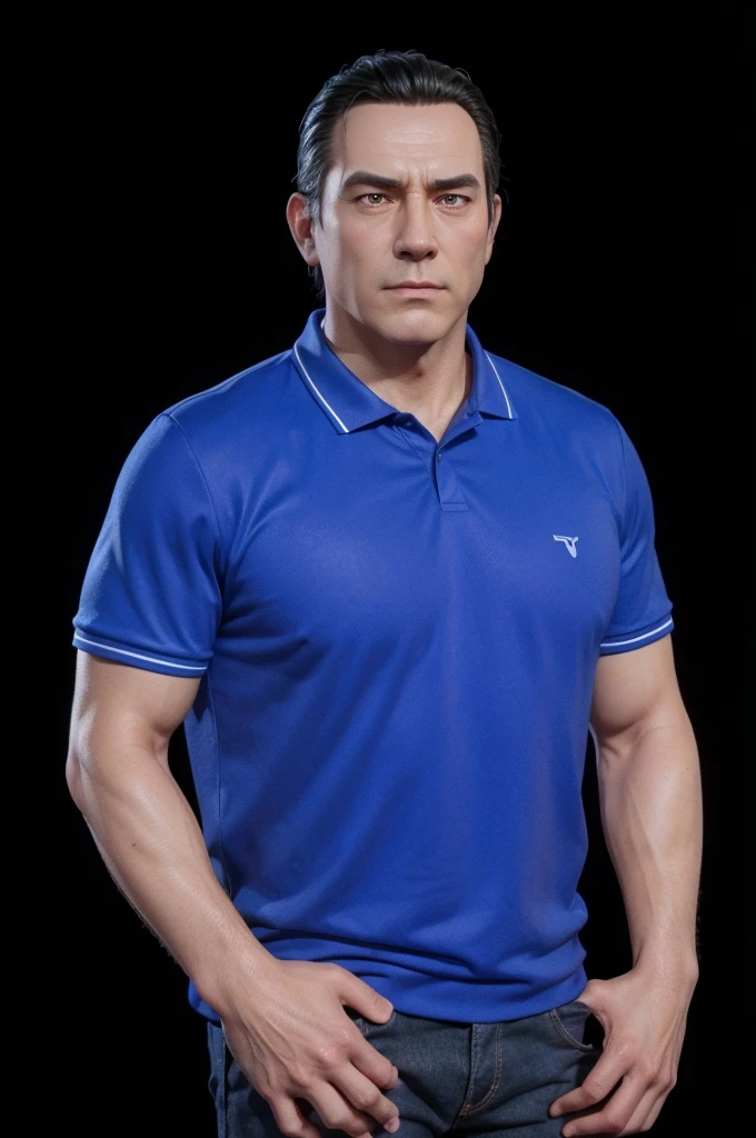 Cartoon character of a man , dark black hair and a blue shirt, animation character, stylized character, animation style rendering, 3d stylized, Arnold Maya rendering, Stylized 3D rendering, toon render screenshot, 3d character, 3d character, Stylized 3D rendering, 3D character rendering, cartoon character, Personagem de close up, character posing, (Pixar-style) (master part:1.2) (bokeh) (best qualityer) (skin detailed) (detailed texture) (8k) (Argilla) (cinematic lighting) (sharp focus