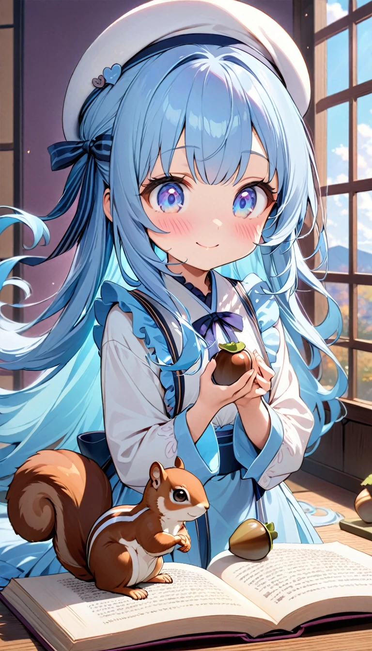 masterpiece, best quality, extremely detailed, (illustration, official art:1.1), 1 girl ,(((( light blue long hair)))), ,(((( light blue long hair)))),light blue hair, , long hair ((blush)) , cute face, big eyes, masterpiece, best quality,(((((a very delicate and beautiful girl))))),Amazing,beautiful detailed eyes,blunt bangs((((little delicate girl)))),tareme(true beautiful:1.2), sense of depth,dynamic angle,,,, affectionate smile, (true beautiful:1.2),,(tiny 1girl model:1.2),)(flat chest) ,((INFINITE GIRLS LINE UP A LOT CUTE CHIBI GIRLS、, playing squirrel on her hand,))There are acorns on top of the book, (Squirrel stealing acorns: 1.2),
, floating hair, (cute), big eyes, detailed eyes, (long hair),
(cute), cool, (kawaii), big eyes, detailed eyes,
(Polite Smile),
((young, )),
(Magnificent Panorama View: 1.3),
masterpiece, best quality, extremely detailed, (illustration, official art:1.1), 1 girl ,(((( light blue long hair)))), ,(((( light blue long hair)))),light blue hair, , long hair ((blush)) , cute face, big eyes, masterpiece, best quality,(((((a very delicate and beautiful girl))))),Amazing,beautiful detailed eyes,blunt bangs((((little delicate girl)))),tareme(true beautiful:1.2), sense of depth,dynamic angle,,,, affectionate smile, (true beautiful:1.2),,(tiny 1girl model:1.2),)(flat chest) ,((INFINITE GIRLS LINE UP A LOT CUTE CHIBI GIRLS、, playing squirrel on her hand,))There are acorns on top of the book, (Squirrel stealing acorns: 1.2), , floating hair, (cute), big eyes, detailed eyes, (long hair), (cute), cool, (kawaii), big eyes, detailed eyes, (Polite Smile), ((young, baby face)), (Magnificent Panorama View: 1.3), best quality, masterpiece, (white mauve background, white mauve backdrop), wind, overlooking, Surprising a super cute moment, depth of field, 8k, 16k, (girls with young), ((spoken heart)), be in heat, ((little kids)), ((Japanese(-style) bookbinding\)), (beret), (ribbon), ((frills)), (affectionate contacts, physical contact, personal