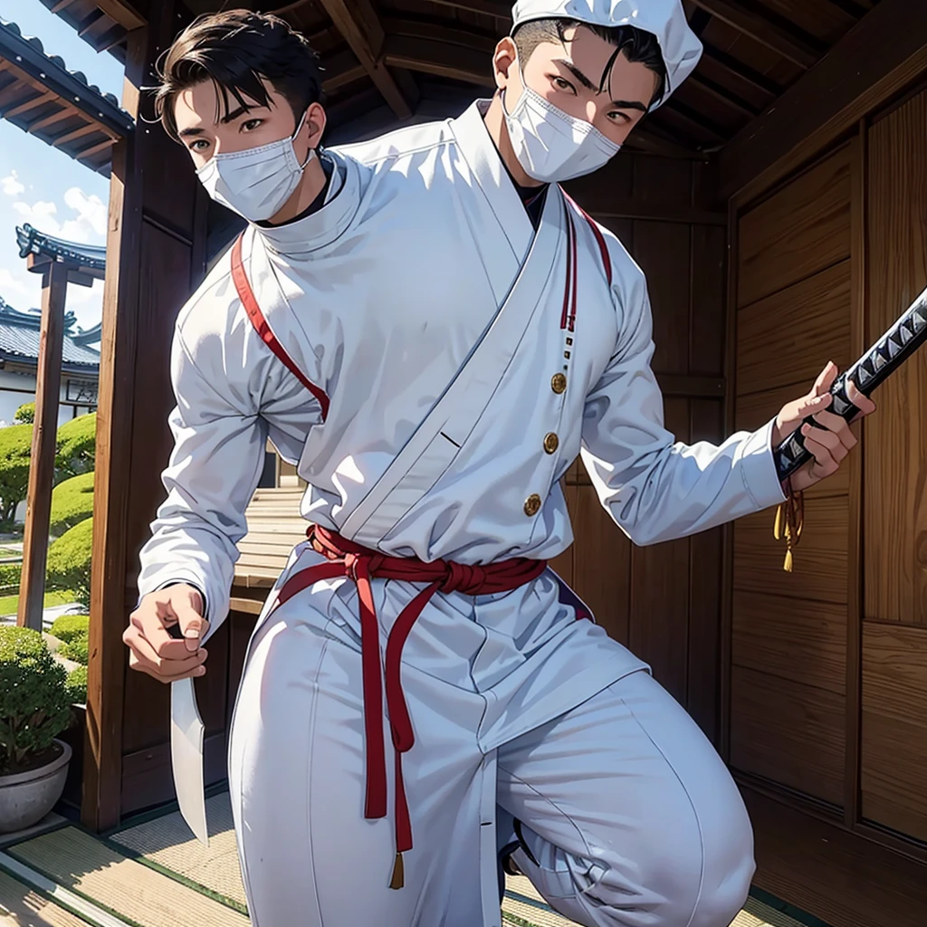 man. 1 meter and 60 cm high. It weighs 45 kilos. He wears a white samuari suit and a katana in his right hand..
The scenario is the following: They are years old ilike from the 10th century. it's a sunset, There is fire and blood on the ground because there is a war. And the young man stands, Looks stunning in the evening light. He doesn't look tall or strong, but as a young man, but its aurua imposes. And the burning fire of war decorates the scene.