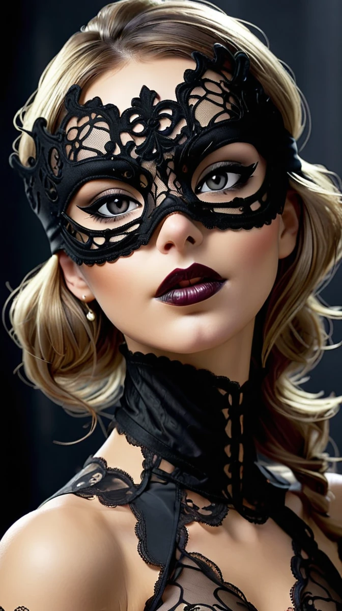 woman, носящая фтореалистичное цветное фото в черное фиолетовое кружево wearing a mask на глазах, фантастическая blindfold, fabulous, difficult узор ,Beautiful face, wearing a mask, perfect face!! difficult, a mask, !Seductive eyes and face, masquerade mask, difficult, tempting, black lace, difficult, blindfold, blindfold, Mysterious glamour, Beautiful, gothic face
