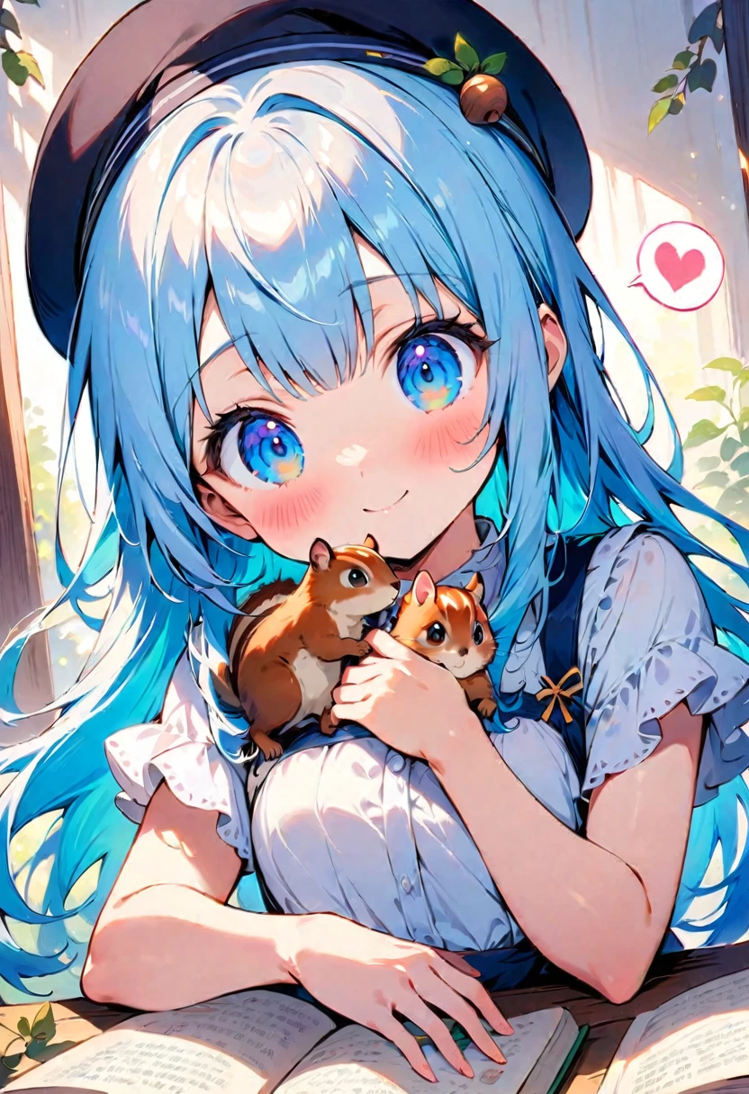 masterpiece, best quality, extremely detailed, (illustration, official art:1.1), 1 girl ,(((( light blue long hair)))), ,(((( light blue long hair)))),light blue hair, , long hair ((blush)) , cute face, big eyes, masterpiece, best quality,(((((a very delicate and beautiful girl))))),Amazing,beautiful detailed eyes,blunt bangs((((little delicate girl)))),tareme(true beautiful:1.2), sense of depth,dynamic angle,,,, affectionate smile, (true beautiful:1.2),,(tiny 1girl model:1.2),)(flat chest) ,((, playing squirrel on her hand,))There are acorns on top of the book, (Squirrel stealing acorns: 1.2),
, floating hair, (cute), big eyes, detailed eyes, (long hair),
(cute), cool, (kawaii), big eyes, detailed eyes,
(Polite Smile),
((young, baby face)),
(Magnificent Panorama View: 1.3),
masterpiece, best quality, extremely detailed, (illustration, official art:1.1), 1 girl ,(((( light blue long hair)))), ,(((( light blue long hair)))),light blue hair, , long hair ((blush)) , cute face, big eyes, masterpiece, best quality,(((((a very delicate and beautiful girl))))),Amazing,beautiful detailed eyes,blunt bangs((((little delicate girl)))),tareme(true beautiful:1.2), sense of depth,dynamic angle,,,, affectionate smile, (true beautiful:1.2),,(tiny 1girl model:1.2),)(flat chest) ,((INFINITE GIRLS LINE UP A LOT CUTE CHIBI GIRLS、, playing squirrel on her hand,))There are acorns on top of the book, (Squirrel stealing acorns: 1.2), , floating hair, (cute), big eyes, detailed eyes, big eyes, detailed eyes, (Polite Smile), ((young, baby face)), (Magnificent Panorama View: 1.3), best quality, masterpiece, (white mauve background, white mauve backdrop), wind, overlooking, Surprising a super cute moment, depth of field, 8k, 16k, (girls with young), ((spoken heart)), be in heat, ((little kids)), ((Japanese(-style) bookbinding\)), (beret), (ribbon), ((frills)), (affectionate contacts, physical contact, personal physical contact),, (THE GIRL ALWAYS LOOKS LOVELY), ((cute, kawaii)), (hug:1.3), ((