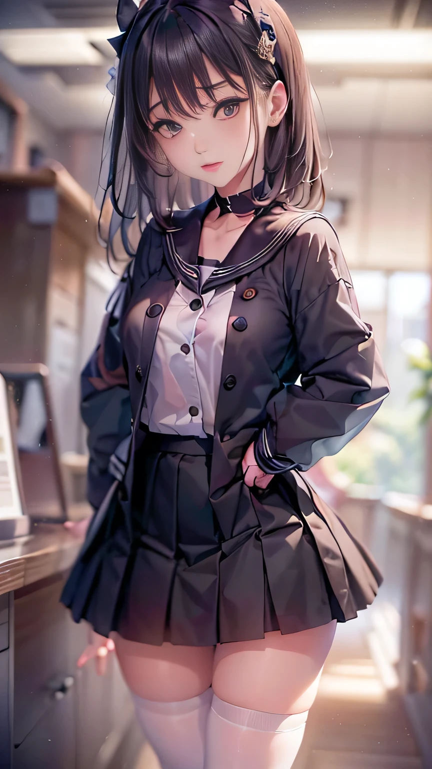 Portable Wallpaper,Very beautiful photos,High school girl waiting at school gate,Bobcut:1.7,18-year-old girl,Complete Anatomy,A goddess-like woman,Very detailed background,Realistic,Very detailedな顔,Very detailed肌,Beautiful face and eyes in every detail,retina, Tabletop, Accurate, Anatomically correct,tsurime, Textured skin, Very detailed, Attention to detail, high quality, Awards, 最high quality, High resolution, 8k,Ultimate beauty, BREAK,Close-up of a girl in a dress and shirt, Sailor suit with loose coat color, Thin head,magical school student uniform, Japan Girls' Uniform,Caitlin Mini Cute Style, Wear longer, Loose-fitting clothing, , magic , Black and white outfit, Stylish dresses, High school girl in gothic dress, Black Quick, Elegant clothes,((Small Tits:1.7,Thin legs,Thin thighs:1.4)),Slim figure,Very detailed目と顔、Beautiful and detailed,tsurime,Beautiful skins,Sparkle in every detail,((Smooth Hair,Thin Hair)),(Knee-length skirt:1.7),One Girl,Thin legs,Beautiful legs,alone,Wear underwear,Make your face smaller,Realistic facial expressions,(Look at my face and feel it:1.6),Charmed〜Three Witch Sisters,pale skin pictures,Shyness,Yearning for love,((Cool Color Makeup,Eyebrows lower、Whitening effect,Thin and thin eyebrows,((A fleeting girl,Expression of joy)),Very soft lighting,eight-headed body,Shine,According to II,Lens flare,sharp,Shadows in the movies,Changing the time zone when shooting.