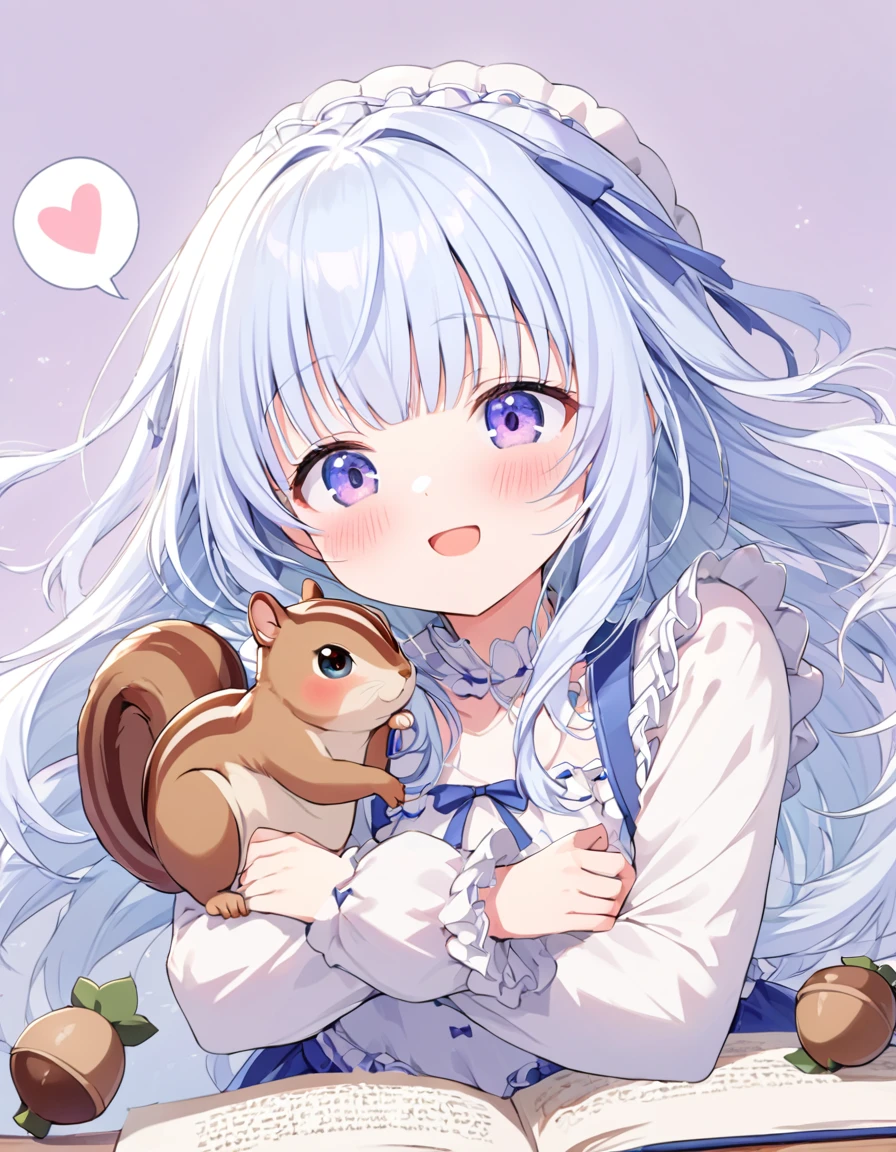 masterpiece, best quality, extremely detailed, (illustration, official art:1.1), 1 girl ,(((( light blue long hair)))), ,(((( light blue long hair)))),light blue hair, , long hair ((blush)) , cute face, big eyes, masterpiece, best quality,(((((a very delicate and beautiful girl))))),Amazing,beautiful detailed eyes,blunt bangs((((little delicate girl)))),tareme(true beautiful:1.2), sense of depth,dynamic angle,,,, affectionate smile, (true beautiful:1.2),,(tiny 1girl model:1.2),)(flat chest) ,((, playing squirrel on her hand,))There are acorns on top of the book, (Squirrel stealing acorns: 1.2),
, floating hair, (cute), big eyes, detailed eyes, (long hair),
(cute), cool, (kawaii), big eyes, detailed eyes,
(Polite Smile),
((young, baby face)), 
(Magnificent Panorama View: 1.3),
masterpiece, best quality, extremely detailed, (illustration, official art:1.1), 1 girl ,(((( light blue long hair)))), ,(((( light blue long hair)))),light blue hair, , long hair ((blush)) , cute face, big eyes, masterpiece, best quality,(((((a very delicate and beautiful girl))))),Amazing,beautiful detailed eyes,blunt bangs((((little delicate girl)))),tareme(true beautiful:1.2), sense of depth,dynamic angle,,,, affectionate smile, (true beautiful:1.2),,(tiny 1girl model:1.2),)(flat chest) ,((INFINITE GIRLS LINE UP A LOT CUTE CHIBI GIRLS、, playing squirrel on her hand,))There are acorns on top of the book, (Squirrel stealing acorns: 1.2), , floating hair, (cute), big eyes, detailed eyes, big eyes, detailed eyes, (Polite Smile), ((young, baby face)), (Magnificent Panorama View: 1.3), best quality, masterpiece, (white mauve background, white mauve backdrop), wind, overlooking, Surprising a super cute moment, depth of field, 8k, 16k, (girls with young), ((spoken heart)), be in heat, ((little kids)), ((Japanese(-style) bookbinding\)), (beret), (ribbon), ((frills)), (affectionate contacts, physical contact, personal physical contact),, (THE GIRL ALWAYS LOOKS LOVELY), ((cute, kawaii)), (hug:1.3), ((