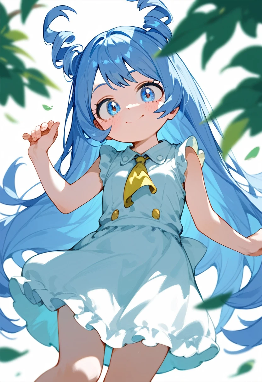 1girl,little_girl,little_body,cute_,hadou nejire, boku no hero academia, blue eyes, blue hair, cute, cute dress, dynamic angle,