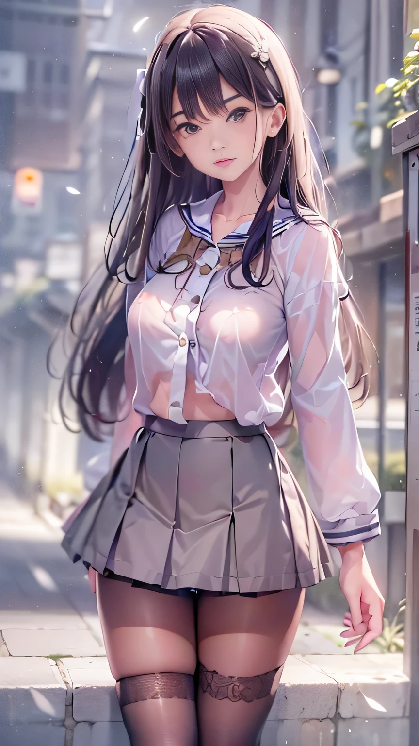Portable Wallpaper,Very beautiful photos，High school girl waiting at school gate，Bobcut:1.7，18-year-old girl，Complete Anatomy,A goddess-like woman，Very detailed background，Realistic，Very detailedな顔，Very detailed肌，Beautiful face and eyes in every detail，retina, Tabletop, Accurate, Anatomically correct,tsurime, Textured skin, Very detailed, Attention to detail, high quality, Awards, 最high quality, High resolution, 8k,Ultimate beauty, BREAK,Close-up of a girl in a dress and shirt, Sailor suit with loose coat color, Thin head,magical school student uniform, Japan Girls' Uniform,Caitlin Mini Cute Style, Wear longer, Loose-fitting clothing, , magic , Black and white outfit, Stylish dresses, High school girl in gothic dress, Black Quick, Elegant clothes,((Small Tits:1.7,Thin legs,Thin thighs:1.4)),Slim figure,Very detailed目と顔、Beautiful and detailed,tsurime,Beautiful skins,Sparkle in every detail，((Smooth Hair，Thin Hair))，(Knee-length skirt:1.7),One Girl,Thin legs,Beautiful legs,alone,Wear underwear,Make your face smaller,Realistic facial expressions,(Look at my face and feel it:1.6),Charmed〜Three Witch Sisters,pale skin pictures,Shyness,Yearning for love,((Cool Color Makeup，Eyebrows lower、Whitening effect，Thin and thin eyebrows，((A fleeting girl，Expression of joy))，Very soft lighting，eight-headed body，Shine，According to II，Lens flare，sharp，Shadows in the movies,Changing the time zone when shooting.