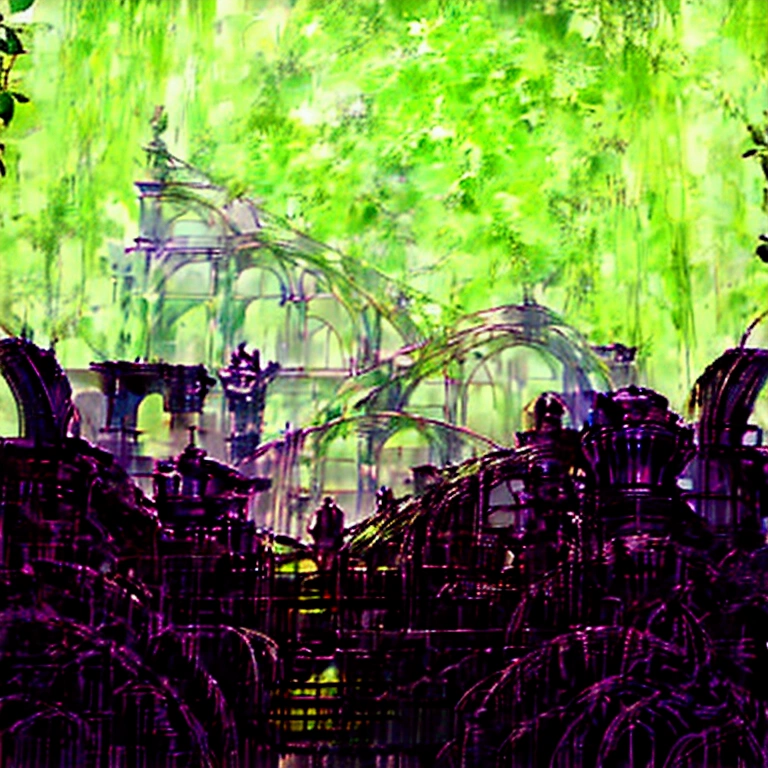 A lush, verdant hanging garden, overgrown with exotic flowers, vines, and cascading greenery, towering stone structures, ancient mesopotamian architecture, dramatic lighting, intricate details, golden hues, photorealistic, cinematic composition, masterpiece