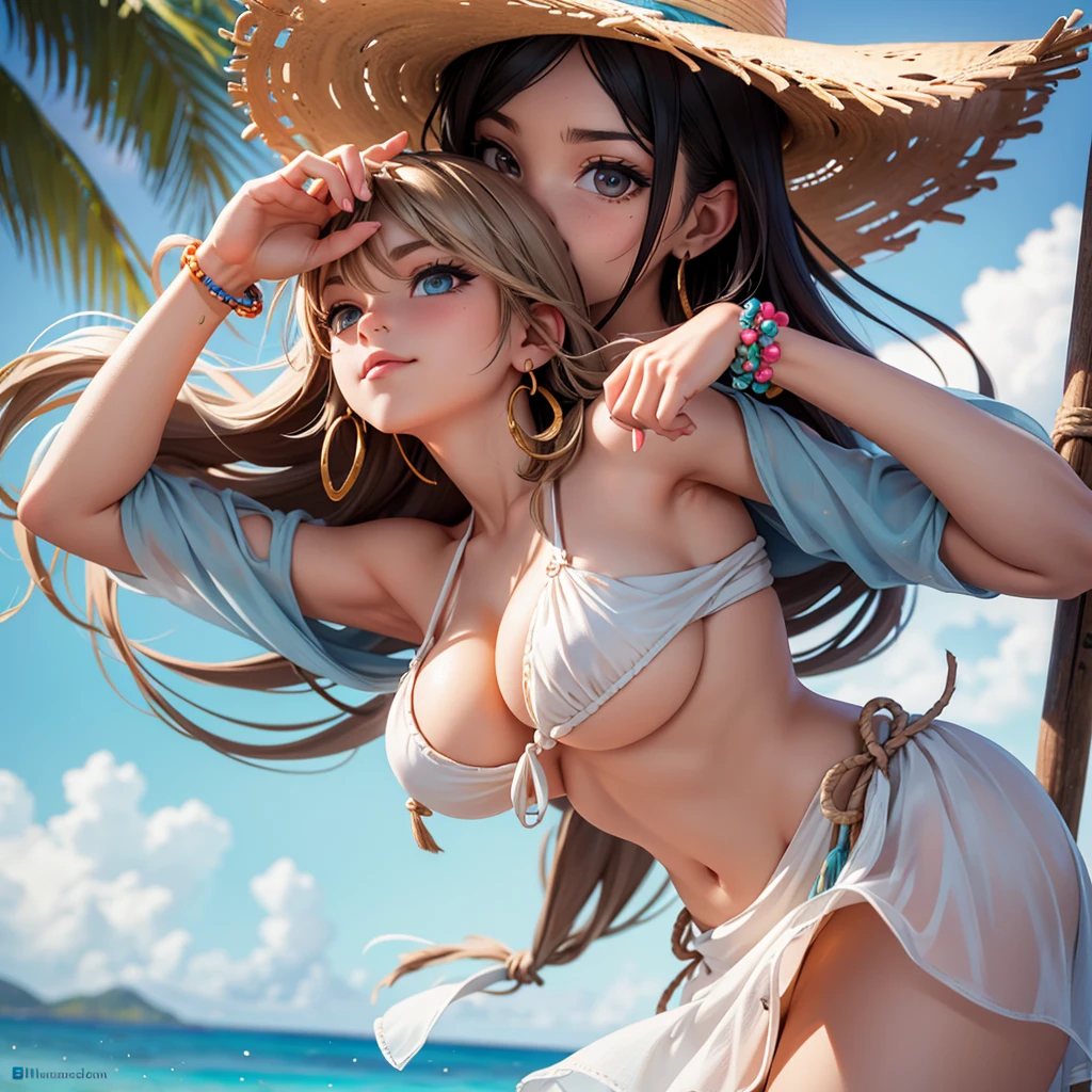 core_9, score_8_up, score_7_up, score_6_up, source_anime, 1girl, solo, perfect face, perfect eyes,cute face, y girl, seductive, beautiful eyes, body,shiny skin, wide hips, Brecoastal balkony,in a beachfront cottage, decorated with weathered wood furniture, nautical-themed decor, breezy linen curtains billowing in the sea breeze, a collection of shells and driftwood displayed on shelves, and the sound of waves lulling you to sleep ,skindentation,breast slik and straight,jade,Boho-Chic Summer Outfit: Flowy maxi skirt, Cropped boho blouse, Fringe sandals, Straw hat, Beaded bracelets, Tassel earrings, round ass, turning baco viewer, reaching out to viewer, smirk, one eyebrow raised