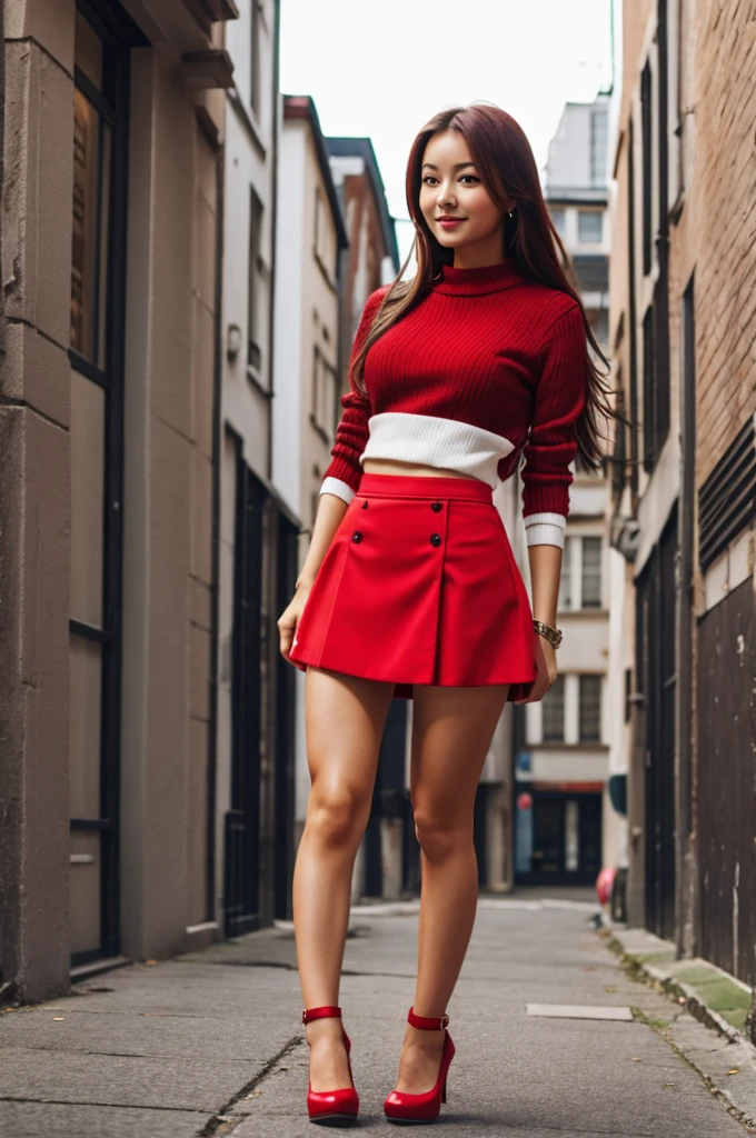 Girl with red miniskirt