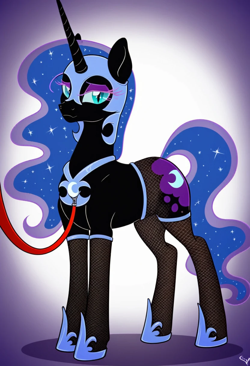 Pony sad nightmare moon in in fishnet tights b night club walks on a leash
