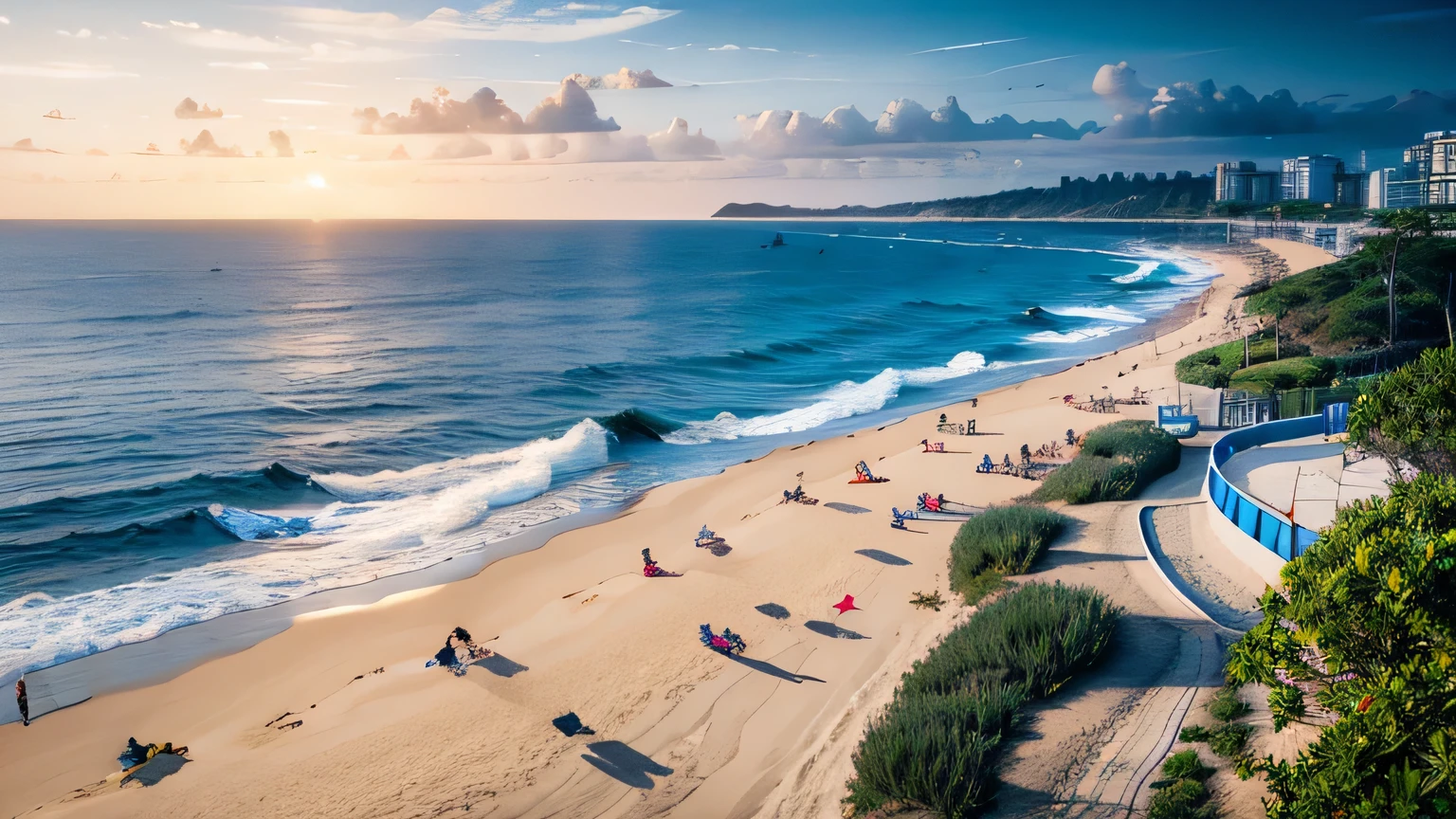 beachside，summer，blue-sky，baiyun，freshen，vibrancy，swell sea，shoreline，k hd，1080P，