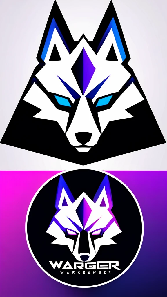 Design a minimalist but modern logo for my marketing named WargoGamer, featuring a symbol and the name in different fonts. The logo should emit an aggressive aura, with the symbol being a Husky in profile, abstract geometric shapes, intense and dynamic feel, 3D Art, rendered using Blender with high-detail textures