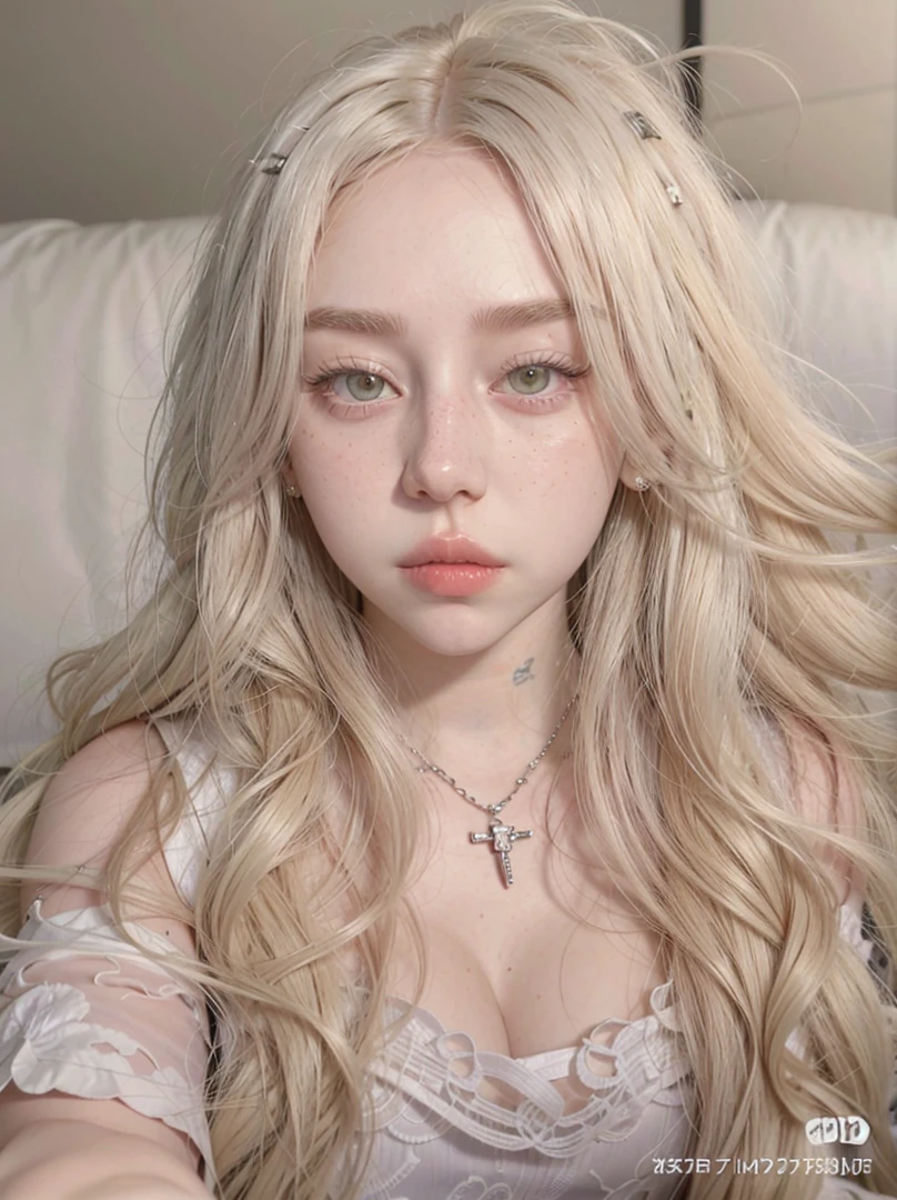 blonde woman with long hair and piercings posing for a photo, with white long hair, with long white hair, perfect white haired girl, ava max, tifa lockhart with white hair, pale porcelain white skin, anime girl in real life, with white hair, extremely light blonde hair, very light blonde hair, with long blonde hair, her hair is white