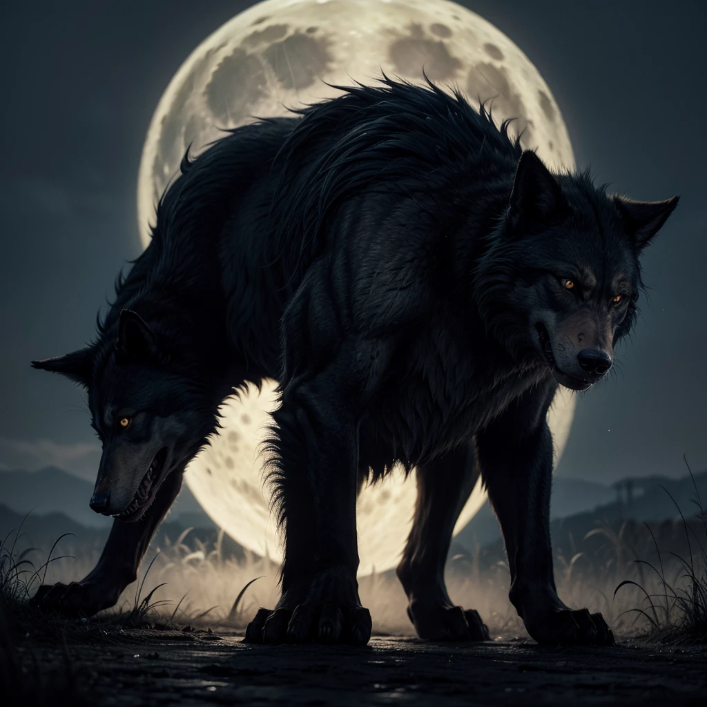 werewolf, looking straight, fullmoon, werewolf assustador, dark weather, fear, Terror