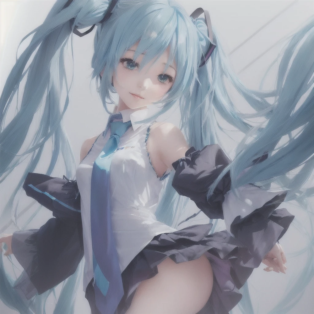 Anime girl with long blue hair and a tie, Mikudayo, hatsune Miku, hatsune Miku portrait, portrait of hatsune Miku, Miku, Anime Style 4k, Pixiv contest winner, digital art on Pixiv, hatsune Miku short hair, Enchanting anime girl, by Shimo, Nightcore, Pixiv, Zerochan Art