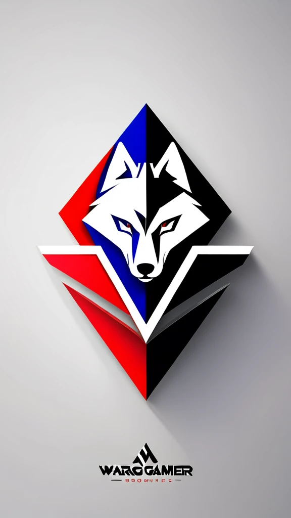 Design a minimalist but modern logo for my marketing named WargoGamer, featuring a symbol and the name in different fonts. The logo should emit an aggressive aura, with the symbol being a Husky in profile, abstract geometric shapes, intense and dynamic feel, 3D Art, rendered using Blender with high-detail textures