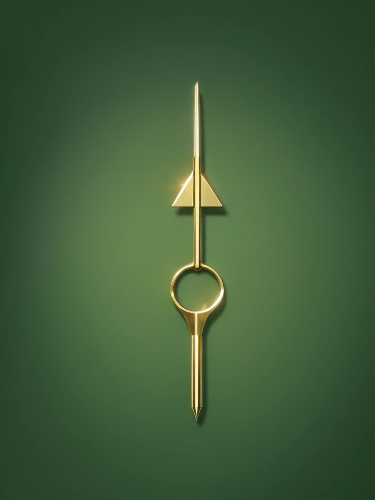 Minimalist logo golden arrow green background tool store