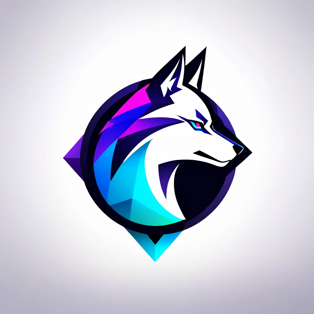 Design a minimalist but modern logo for my marketing named WargoGamer, featuring a symbol and the name in different fonts. The logo should emit an aggressive aura, with the symbol being a Husky in profile, abstract geometric shapes, intense and dynamic feel, 3D Art, rendered using Blender with high-detail textures