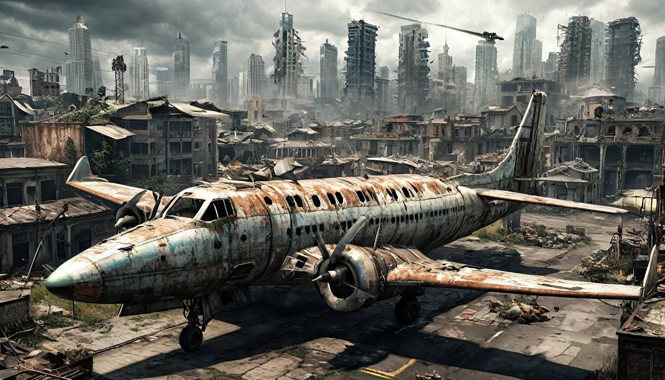 post apocalyptic city plane