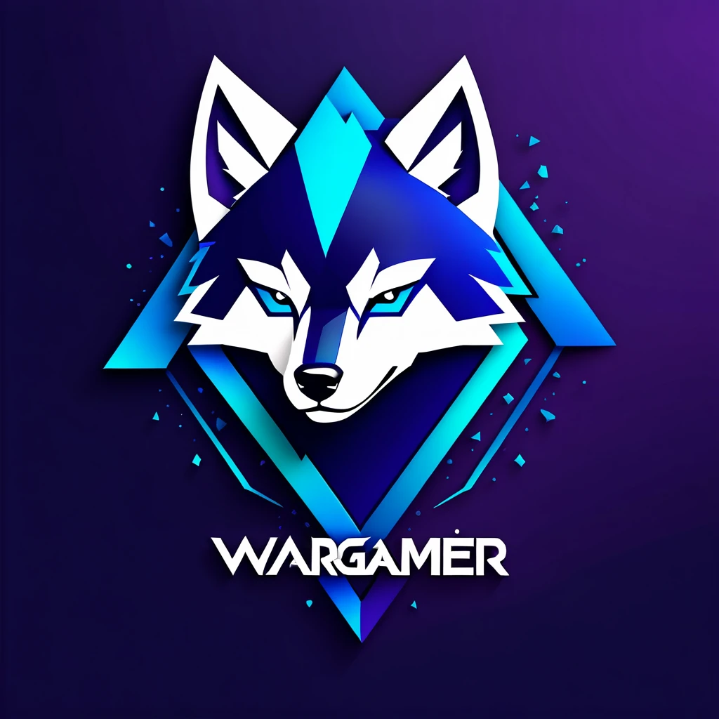 Design a minimalist but modern logo for my marketing named WargoGamer, featuring a symbol and the name in different fonts. The logo should emit an aggressive aura, with the symbol being a Husky in profile, abstract geometric shapes, intense and dynamic feel, 3D Art, rendered using Blender with high-detail textures