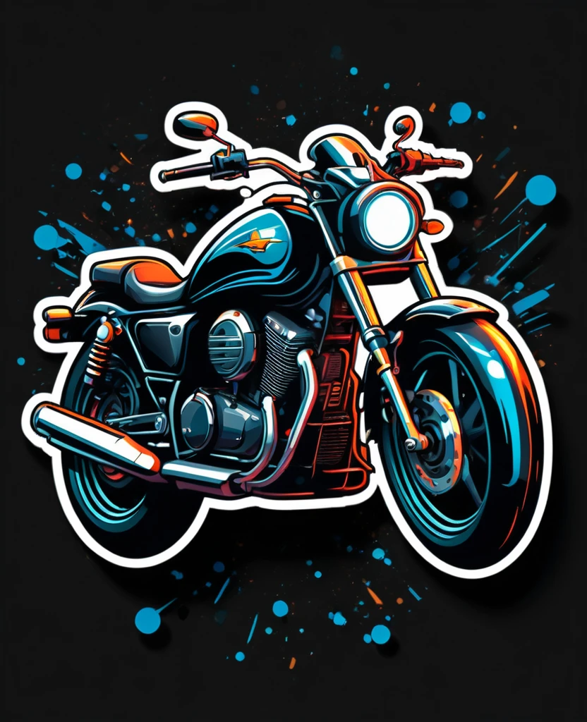/imagine prompt: Motorcycle illustration for sticker on black background, ADV,Bold outline style, irregular, junk, Light Shading - V 5.2