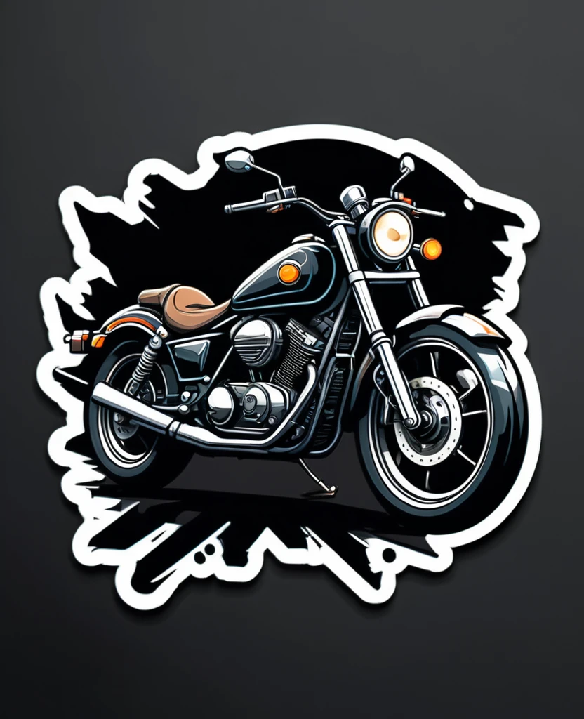 /imagine prompt: Motorcycle illustration for sticker on black background, ADV,Bold outline style, irregular, junk, Light Shading - V 5.2