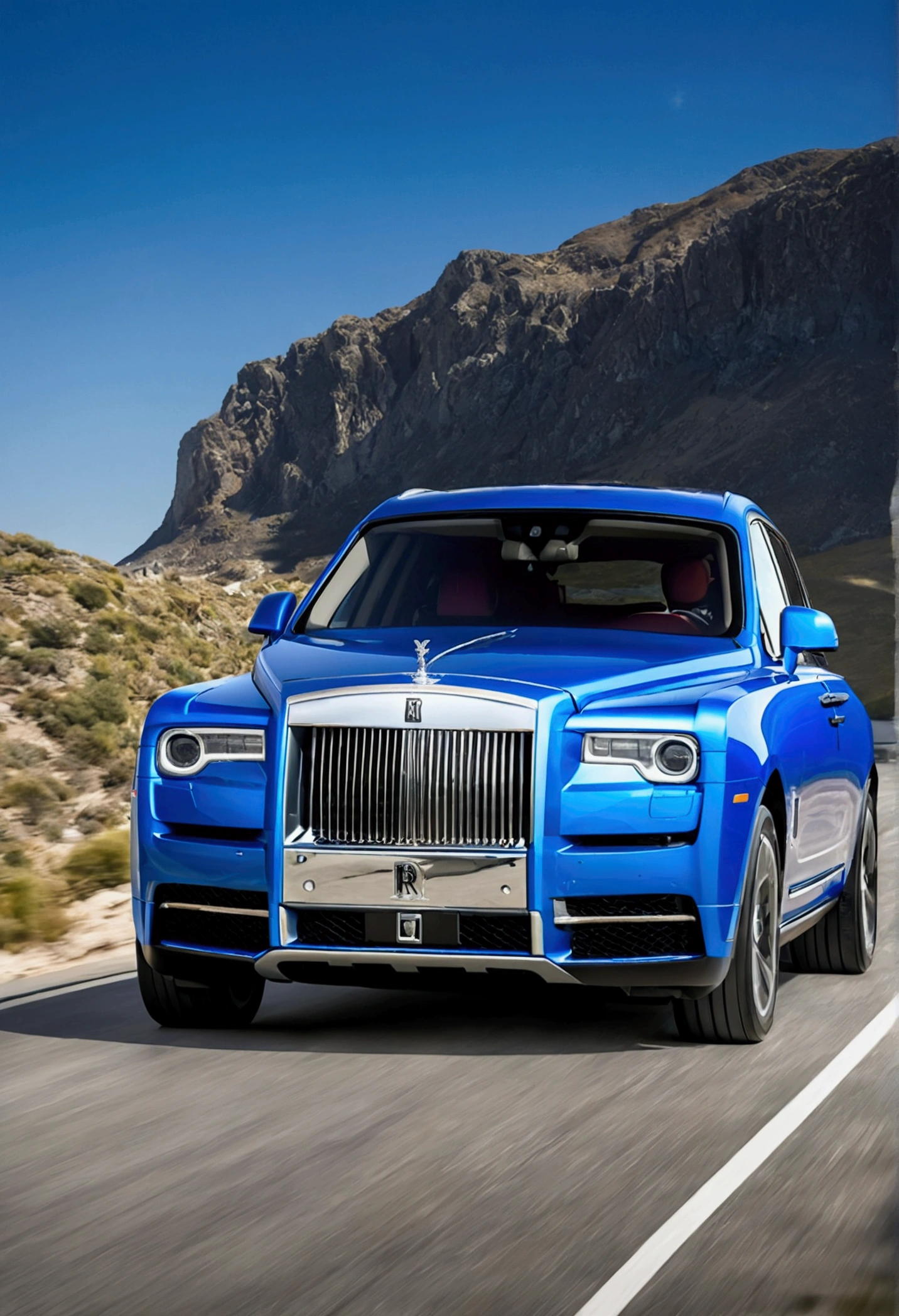 Create a blue background image (best qualityer) centered I want a Rolls-Royce Cullinan in red