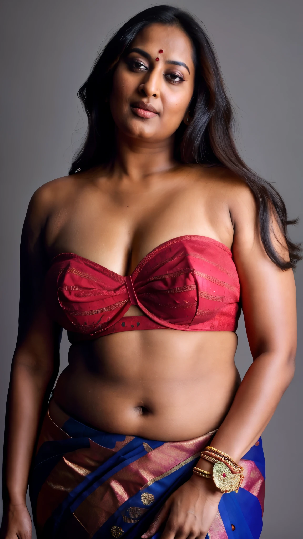Foto RAW, photorealistic, photography, full body shot, 60 years old Woman, mascara, eye kajal, juicy figure, master shot, perfect eyes, goddess like beauty, pierced eyes, perfect thick chubby mallu Desi aunty bhabhi, Wearing a Stanapatta, a chest-band.Saree model, model Photography, Indian saree shoot, Indian traditional wear advertising photography, traditional wear brand shoot, face of Indian actress Sonakshi Sinha, masterpiece, realistic, realism, incredible details, pleasure, photorealism, detailed skin, skin pores, high contrast, photorealistic Artstation 8k HD digital art trend of high definition and detailed realistic skin texture, ultra detail, realistic skin texture, armature, best quality, ultra high definition, (photorealistic:1.4),, high resolution, detail, raw photo, sweat, Re sharp, by Lee Jefferies Nikon D850 Film Stock Photo 4 Kodak Portra 400 Camera F1.6 Lens Rich Color Ultra Real Realistic Realistic Textures Dramatic Lighting Unreal Engine Trending at Art Station Cinestill 800,(pele altamente detalhada: 1.2), 8k UHD, DSLR, soft-lighting, alta qualidade, grain of film, Fujifilm XT3,she didn't like to wear blouse or bra, she is happy to wear only saree, she hates blouse or bra, highly detailed hairy armpits, hyper realistic skin, skin pores, sweat, veins, stubble armpits, erotic temptation, appealing figure, appealing body language, fleshy arms, horny desi indian mommy, she wants to dominate young boys by showing her tempting figure, irresistibly hot, armpits hair clearly visible, freckles 0.2, stretchmarks 0.2, outstanding picture quality, sharp focus, 4k edits, dramatic lighting