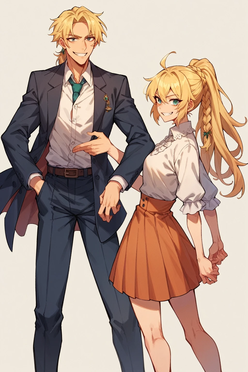 score_9, score_8_up, score_7_up, score_6_up, score_5_up, score_4_up, edgCosette,braid,suit, skirt, blonde hair, smile