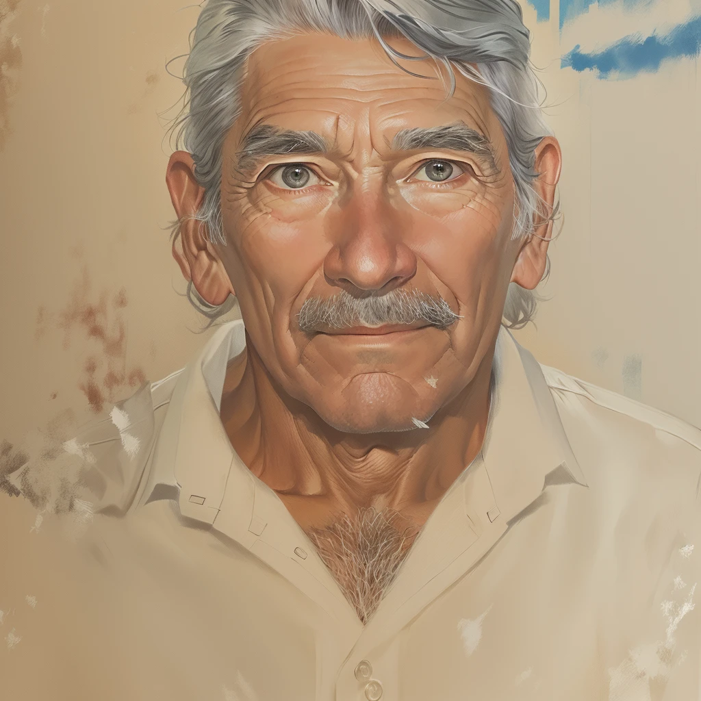 70 YEAR OLD GENTLEMAN, hair grey, wearing a white button-down shirt