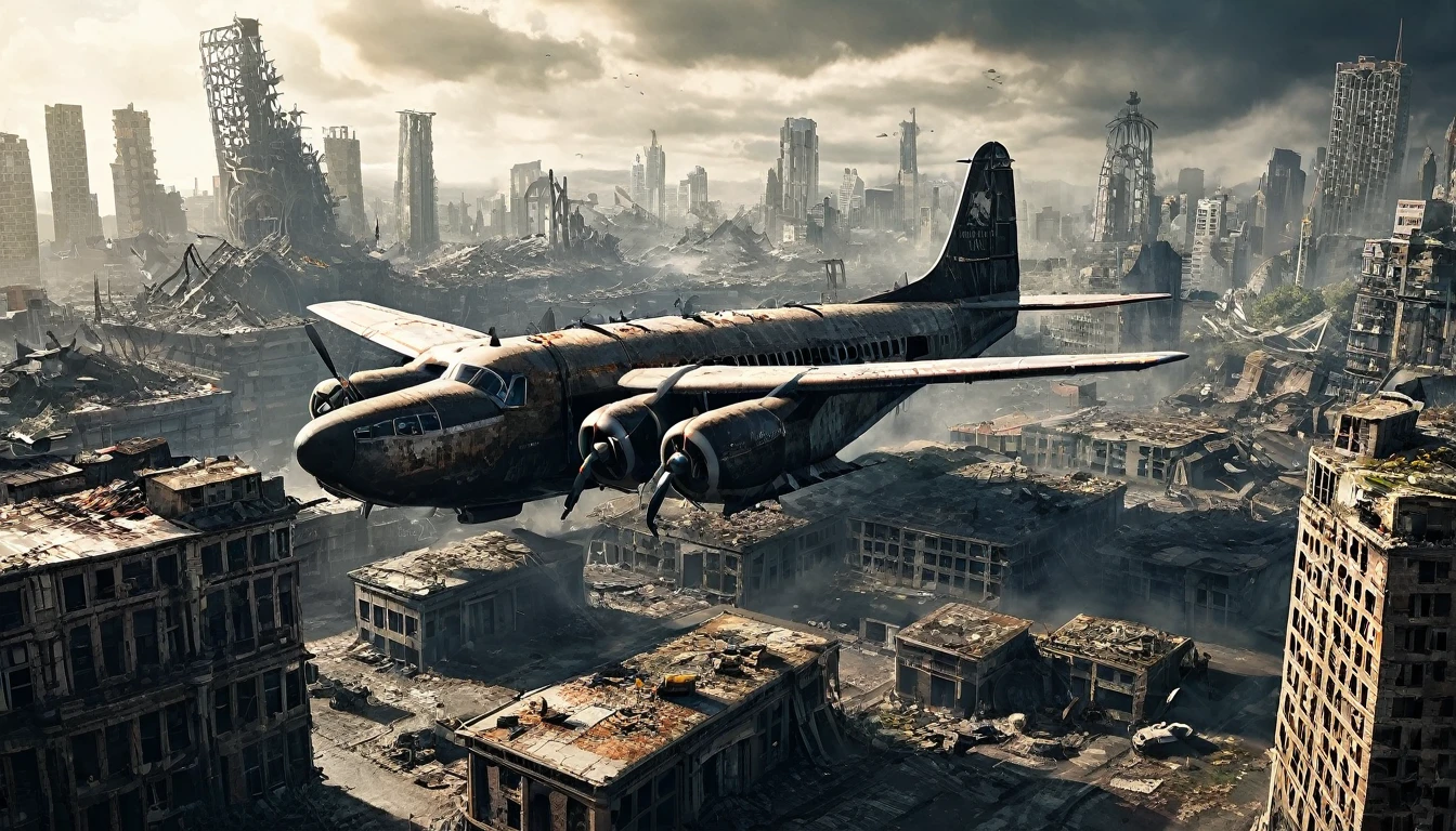 post apocalyptic city plane