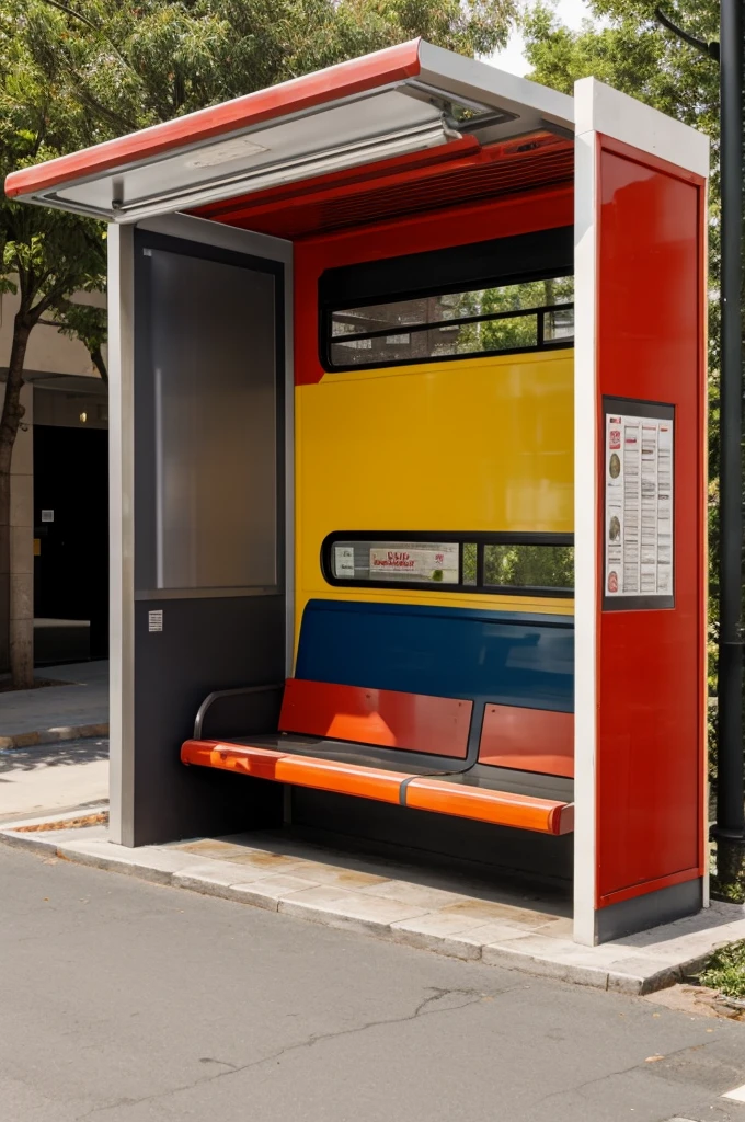 Customize a bus stop as if it were a kitchen, that has Mexican and traditional mole elements