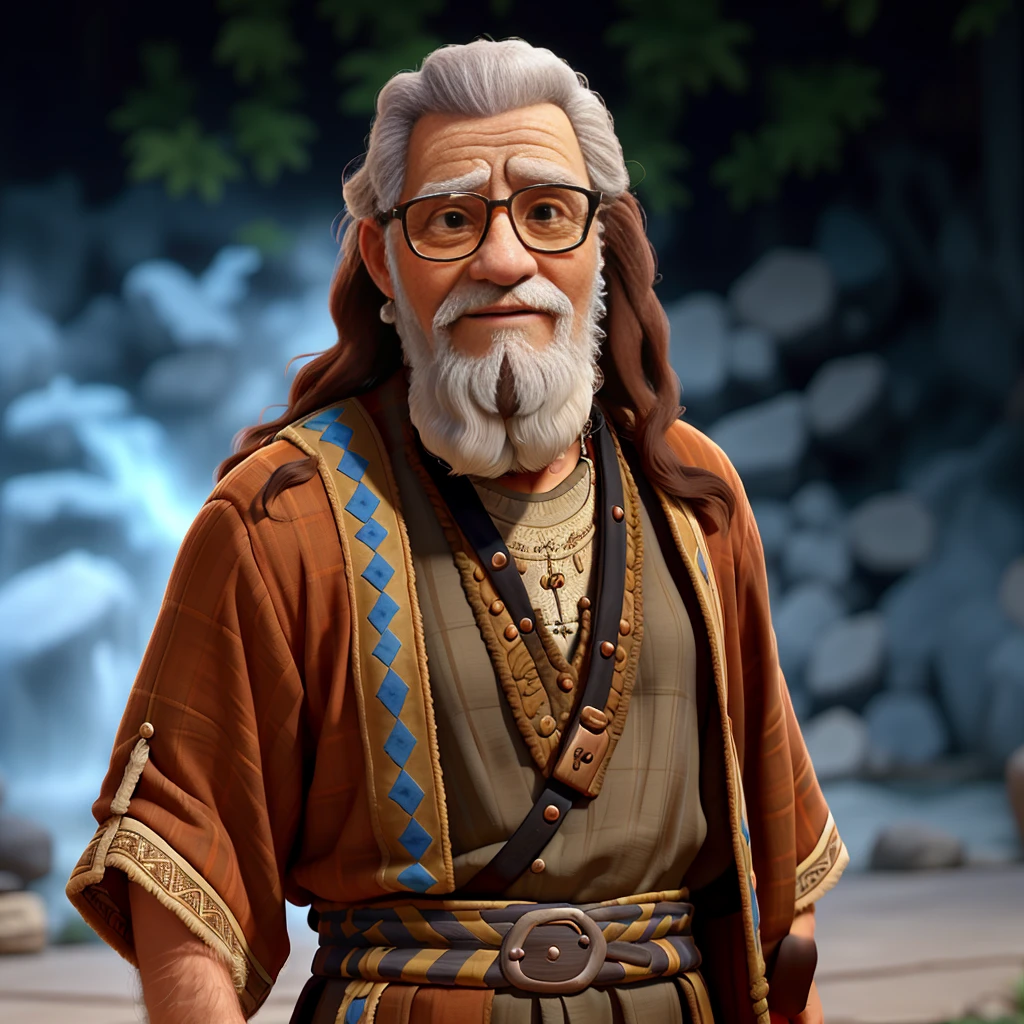 an old man, Prophet of the Bible, moisés, ancient old testament, biblical style, disney pixar