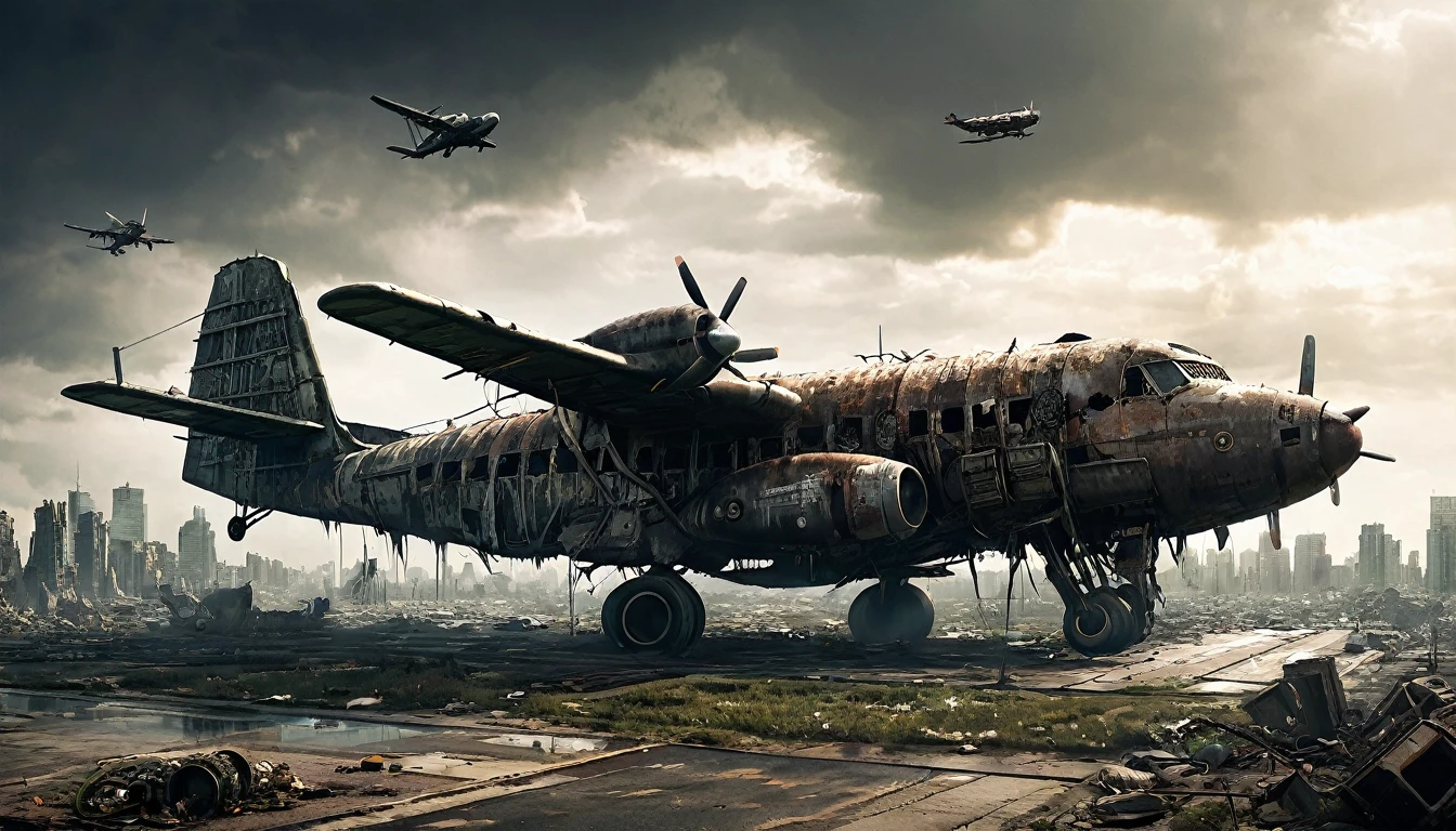 post apocalyptic city plane