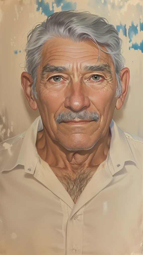 70 YEAR OLD GENTLEMAN, hair grey, wearing a white button-down shirt