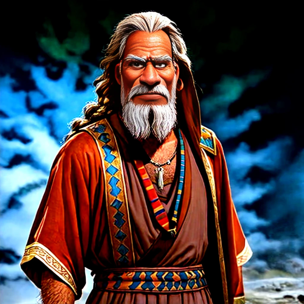 an old man, Prophet of the Bible, moisés, ancient old testament, biblical style, disney pixar