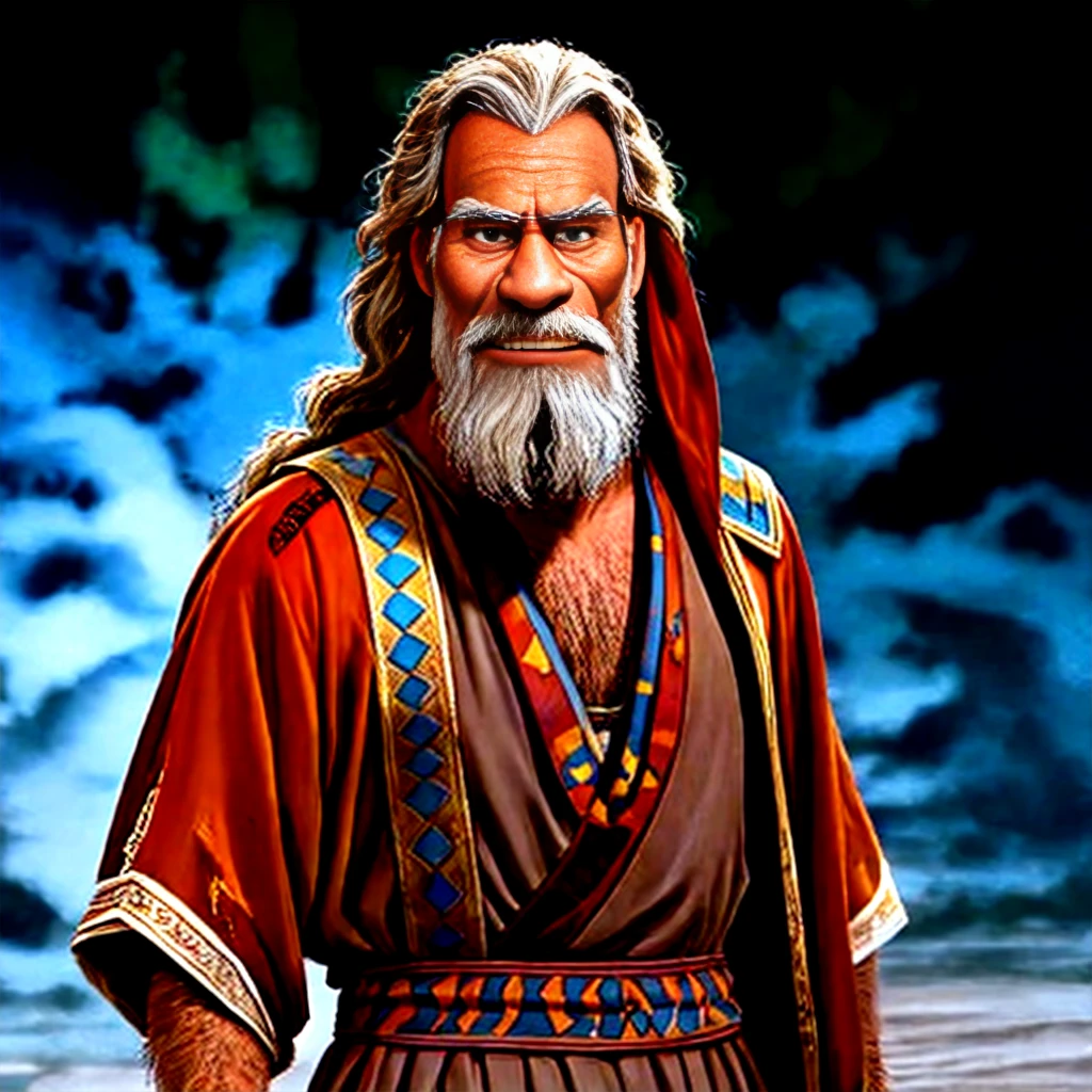an old man, Prophet of the Bible, moisés, ancient old testament, biblical style, disney pixar