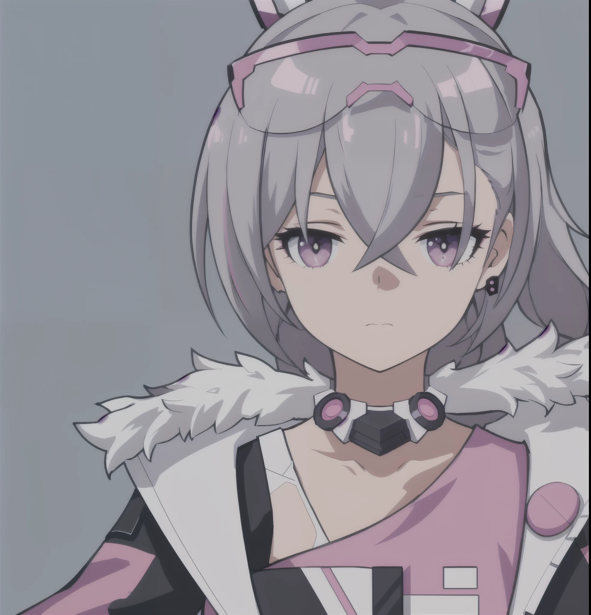 anime girl, bored expression, pink bubblegum, grey hair, silver wolf, white shirt, , 1girl, masterpiece, (beautiful and aesthetic:1. 5), thick black lineart, clean lineart, perfect lineart, variable lineart, clean anime outlines, intense line art, bold lineart, sharp lineart, best quality, high quality, best quality, ultra-detailed, colourful, saturated colours, dynamic lighting, HD,