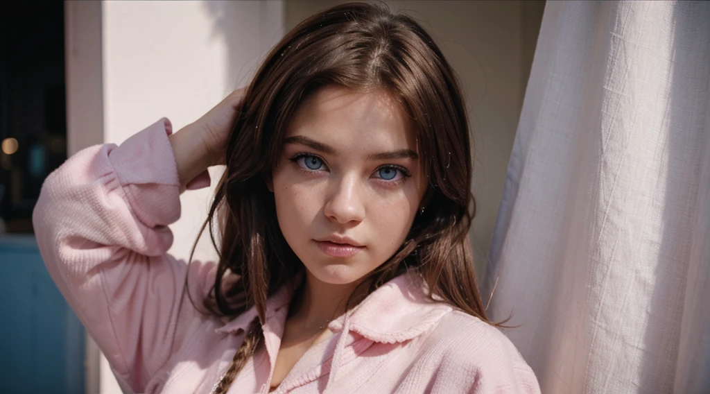 y2k girl aesthetic blue eye brown hair pink tips