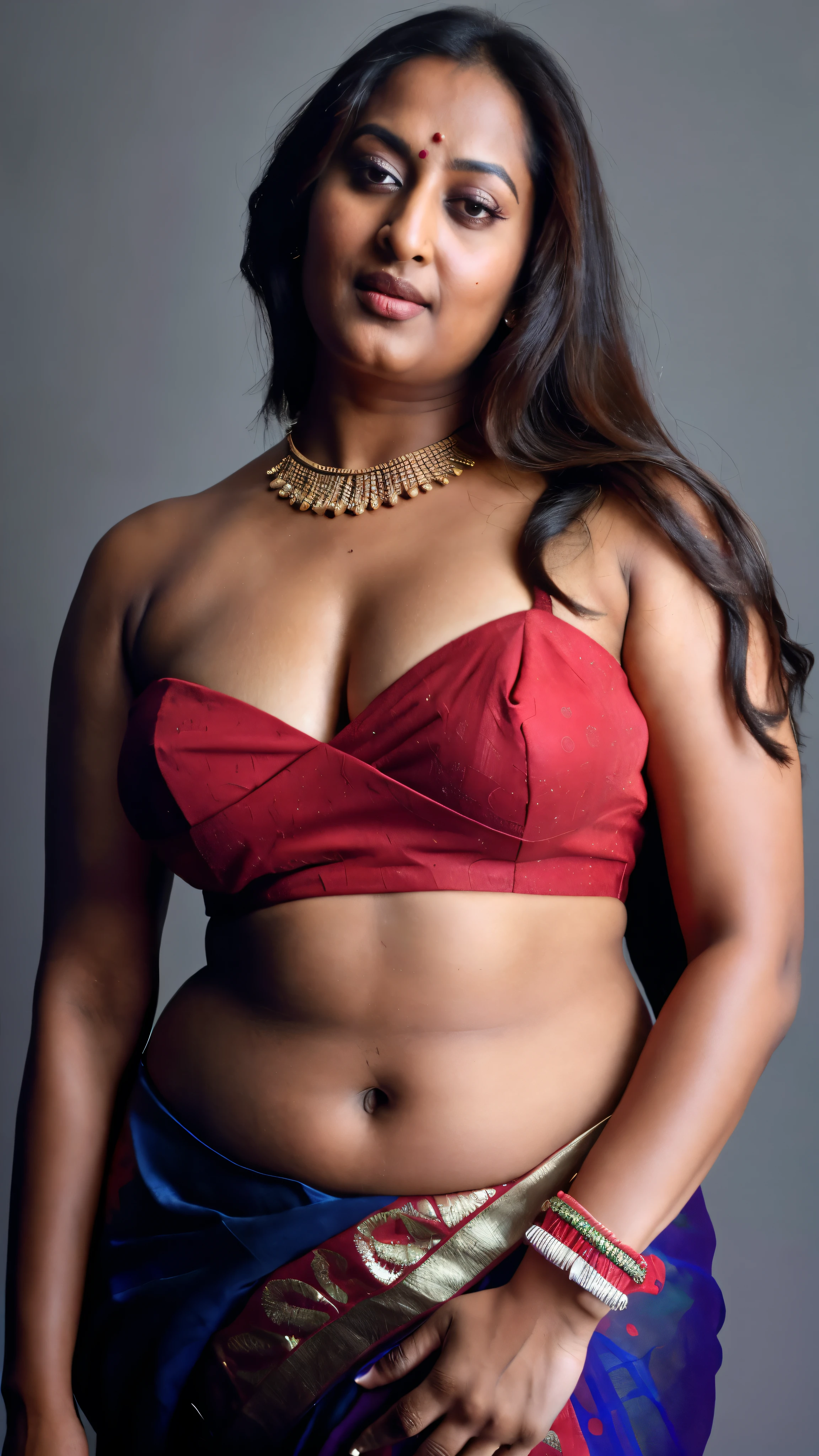 Foto RAW, photorealistic, photography, full body shot, 60 years old Woman, mascara, eye kajal, juicy figure, master shot, perfect eyes, goddess like beauty, pierced eyes, perfect thick chubby mallu Desi aunty bhabhi, Wearing a Stanapatta, a chest-band.Saree model, model Photography, Indian saree shoot, Indian traditional wear advertising photography, traditional wear brand shoot, face of Indian actress Sonakshi Sinha, masterpiece, realistic, realism, incredible details, pleasure, photorealism, detailed skin, skin pores, high contrast, photorealistic Artstation 8k HD digital art trend of high definition and detailed realistic skin texture, ultra detail, realistic skin texture, armature, best quality, ultra high definition, (photorealistic:1.4),, high resolution, detail, raw photo, sweat, Re sharp, by Lee Jefferies Nikon D850 Film Stock Photo 4 Kodak Portra 400 Camera F1.6 Lens Rich Color Ultra Real Realistic Realistic Textures Dramatic Lighting Unreal Engine Trending at Art Station Cinestill 800,(pele altamente detalhada: 1.2), 8k UHD, DSLR, soft-lighting, alta qualidade, grain of film, Fujifilm XT3,she didn't like to wear blouse or bra, she is happy to wear only saree, she hates blouse or bra, highly detailed hairy armpits, hyper realistic skin, skin pores, sweat, veins, stubble armpits, erotic temptation, appealing figure, appealing body language, fleshy arms, horny desi indian mommy, she wants to dominate young boys by showing her tempting figure, irresistibly hot, armpits hair clearly visible, freckles 0.2, stretchmarks 0.2, outstanding picture quality, sharp focus, 4k edits, dramatic lighting
