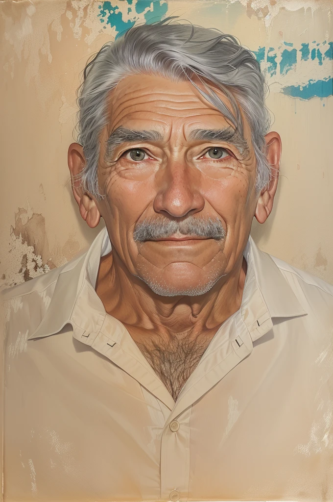 70 YEAR OLD GENTLEMAN, hair grey, wearing a white button-down shirt