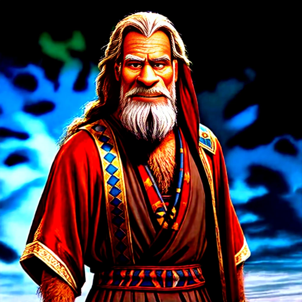 an old man, Prophet of the Bible, moisés, ancient old testament, biblical style, disney pixar