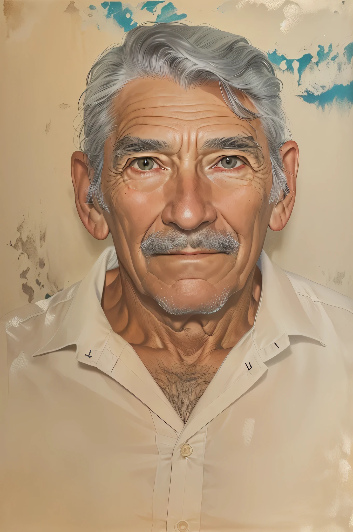 70 YEAR OLD GENTLEMAN, hair grey, wearing a white button-down shirt