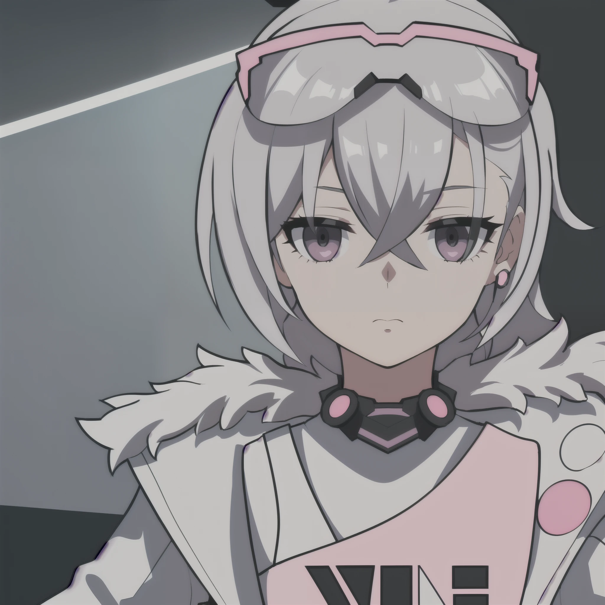 anime girl, grey hair, black eyes, pink jacket, gamer, cyberpunk, silver wolf, white shirt, 1girl, masterpiece, (beautiful and aesthetic:1. 5), thick black lineart, clean lineart, perfect lineart, variable lineart, clean anime outlines, intense line art, bold lineart, sharp lineart, best quality, high quality, best quality, ultra-detailed, colourful, saturated colours, dynamic lighting, HD,