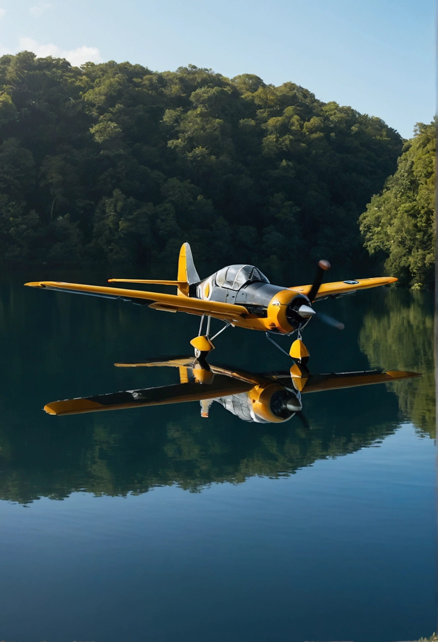 Tucano,Fly over the water,inverted image,sharp focus,bokeh,depth of fieldasters' works,superfino,hyperrealisti,8k,best quality image,Detailed Description,Lumiere,cinematic perspective